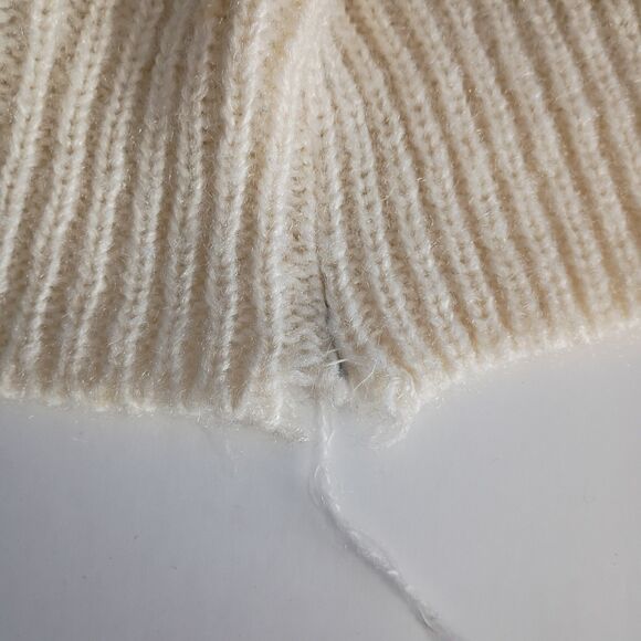 Vintage 1980s Union Bay Ocean Wave Print Sweater Women's S Ivory Slate Blue - Picture 5 of 9